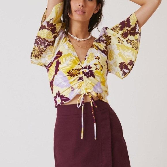 Anthropologie Maeve Cinched Flutter-Sleeve Top size Small - Picture 7 of 13